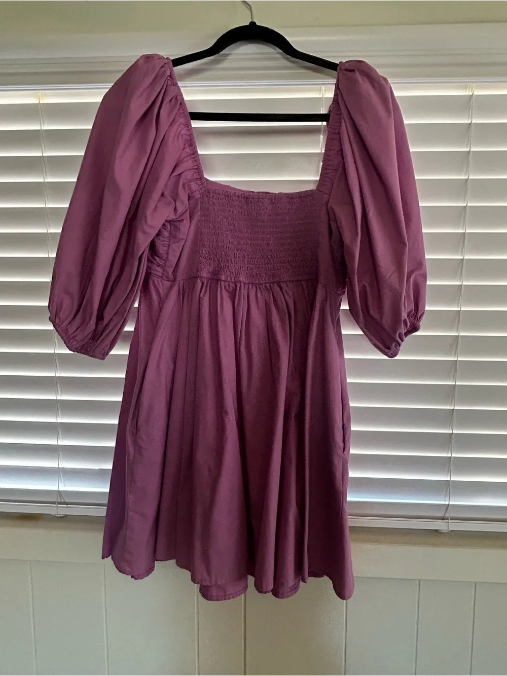 Abercombie Lilac Puff-Sleeve Square-Neck Mini Dress - Picture 3 of 4